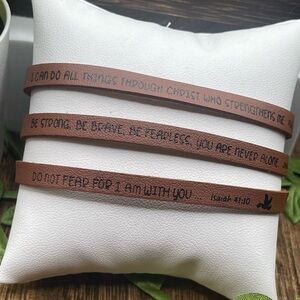 Bible Verse Leather Bracelets Set 3 pack New